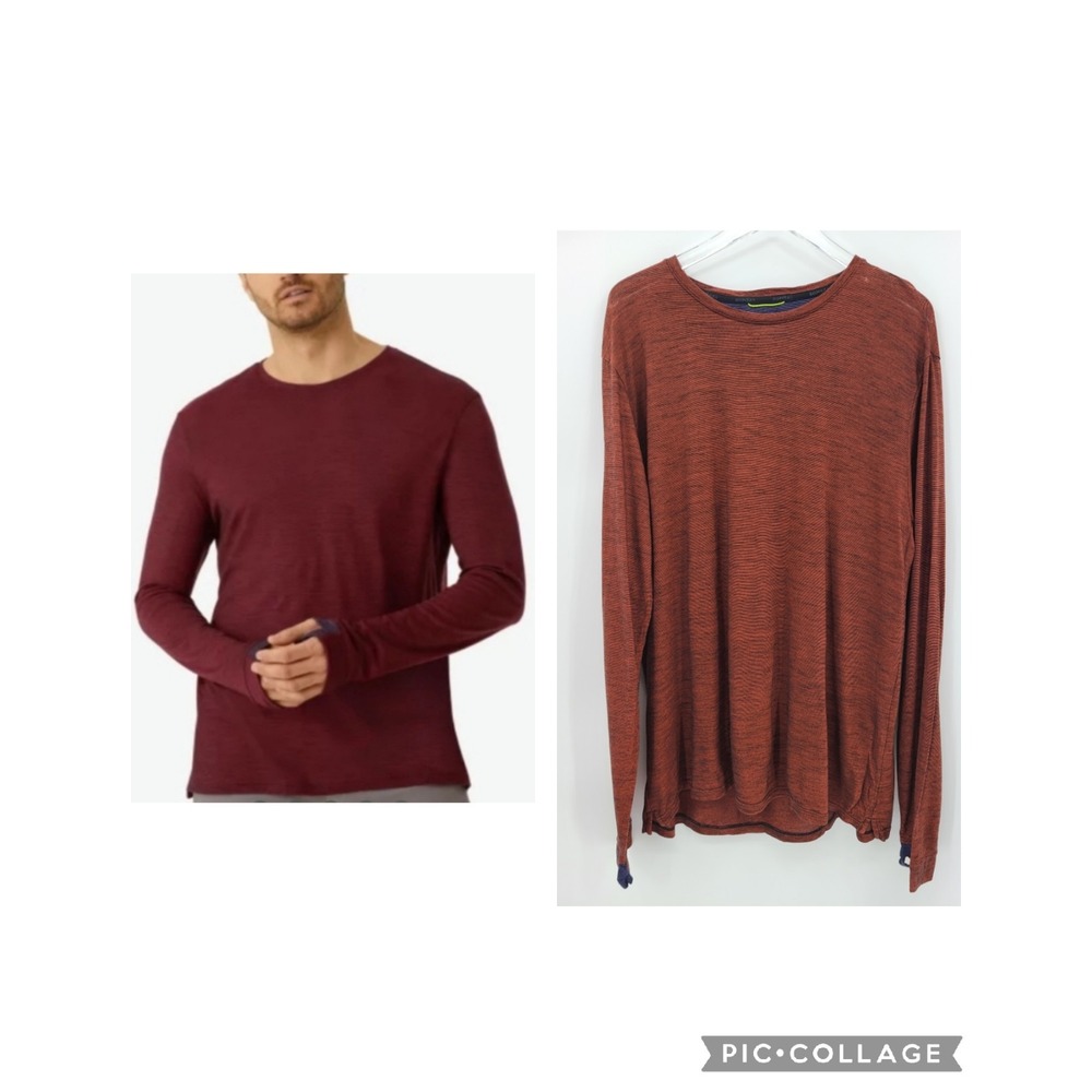Bombas Merino Wool Tencel Blend Men Shirt 2XL Base Layer Sporty Rust Long Sleeve